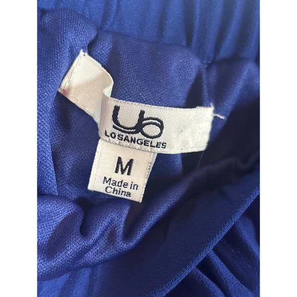 YA Los Angeles Royal Blue Silk Blend Pleated Maxi Skirt Chevron Women's M - Picture 3 of 5